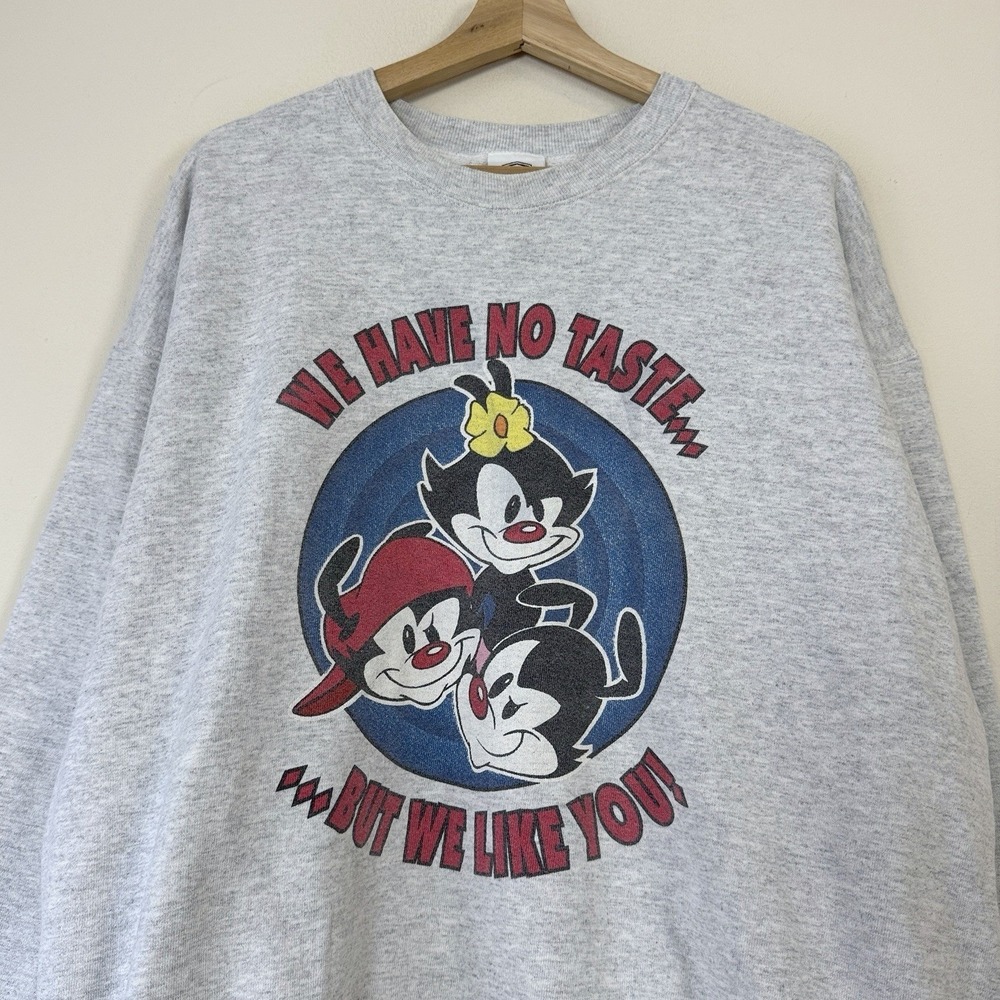 Vintage 90's Animaniacs Wakko Yakko Dot Cartoon Grey Sweatshirt - XL - Picture 2 of 5